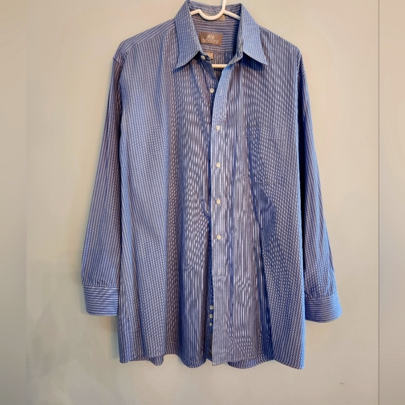 Stafford Tops - EUC Stafford Executive Blue and White Stripe Dress Shirt Size 17/34. Never worn.